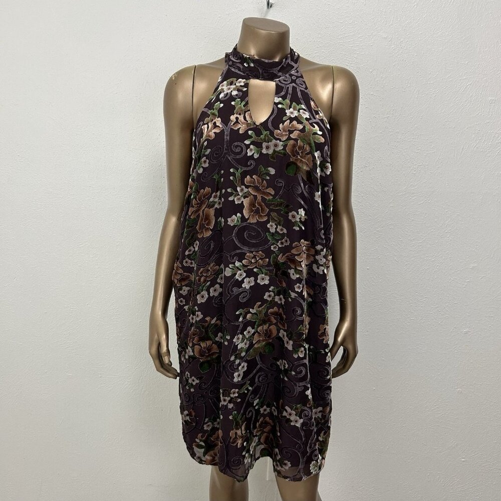 Carolina Belle Halter Dress Sz 12 Sleeveless Floral Velvet Burnout Fairy Whimsy - Picture 1 of 12